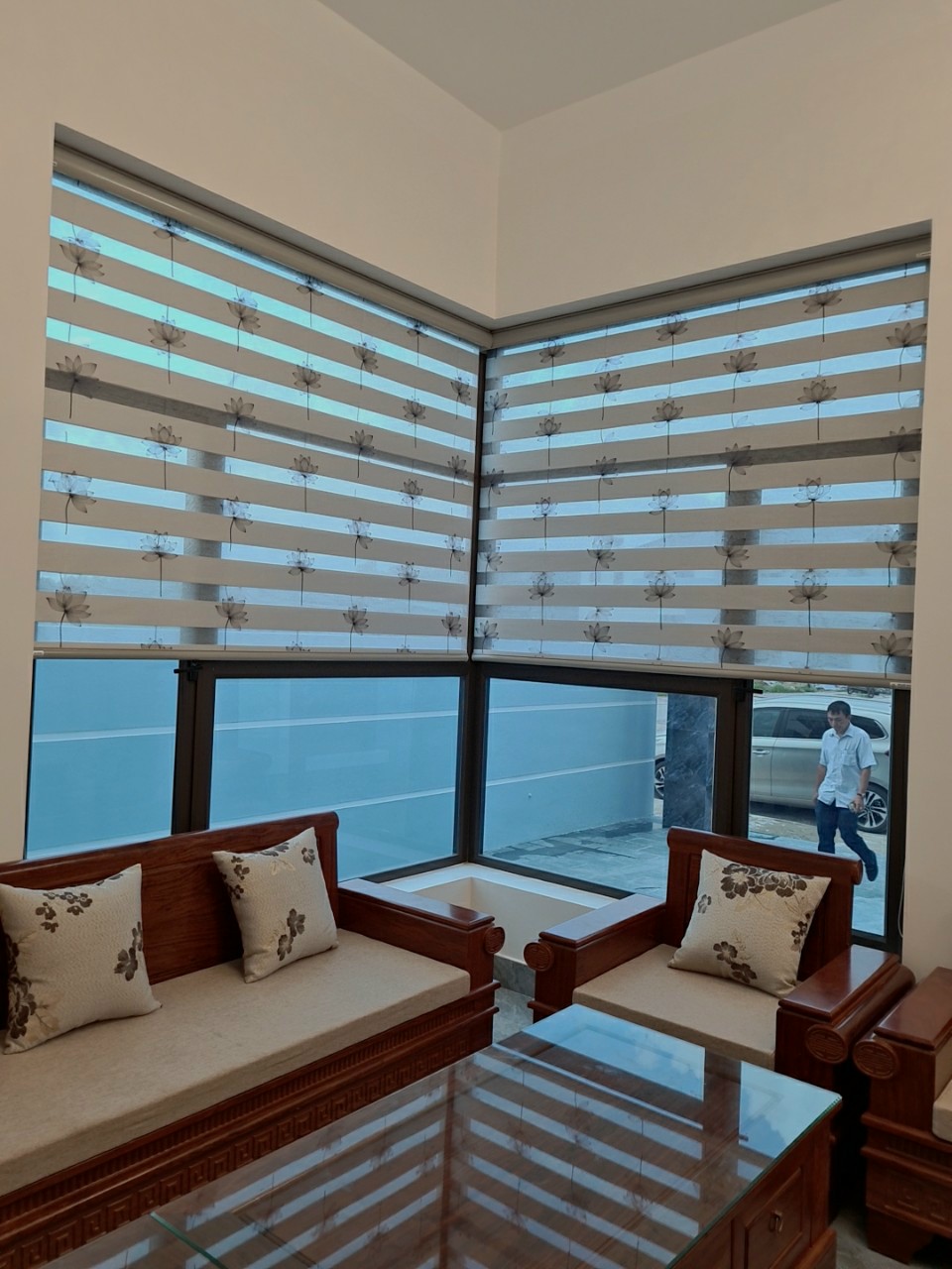 Rèm Cầu Vồng Thêu Hoa Sen