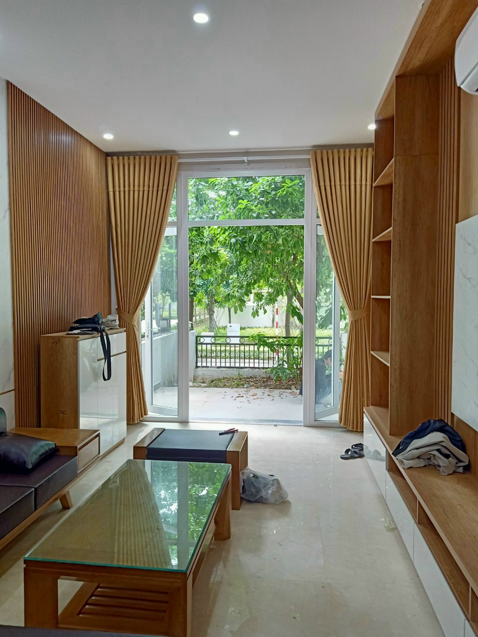 Rèm Vải Nâu Kem 1 lớp