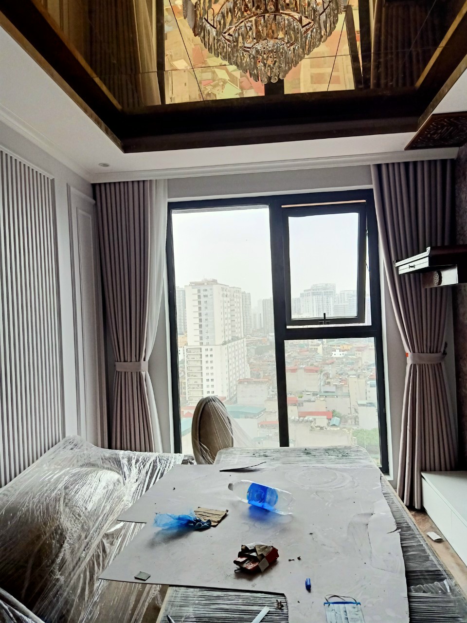 Rèm Vải Nâu Kem và Voan